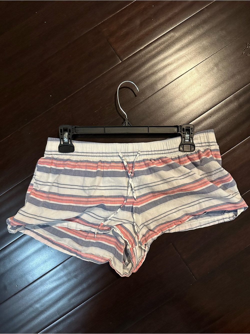 Women's Striped Athletic Shorts in Blue & Pink